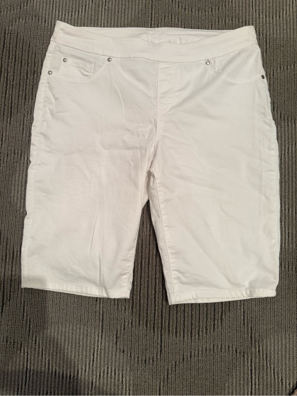 Tribal White Denim Bermuda Shorts